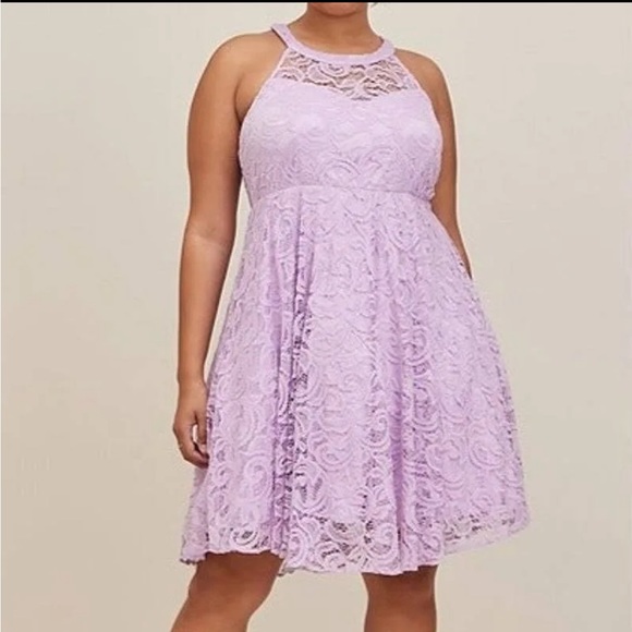 torrid Dresses & Skirts - Torrid Purple Lace Skater Halter Dress